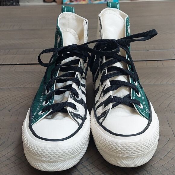 Converse All Stars Chuck Lift Custom Green Zebra Platform Sneaker Sz 4 - Picture 4 of 10